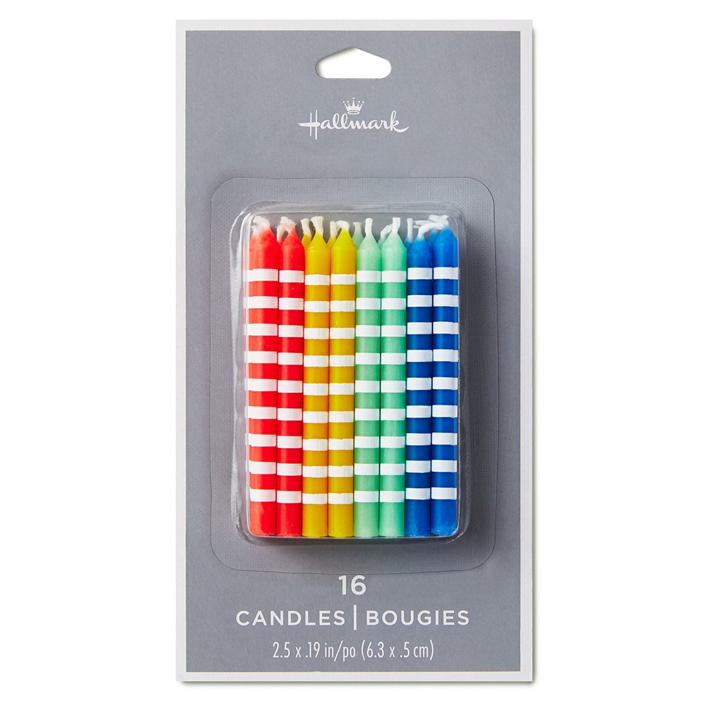 Hallmark  Colorful Striped Birthday Candles, Set of 16