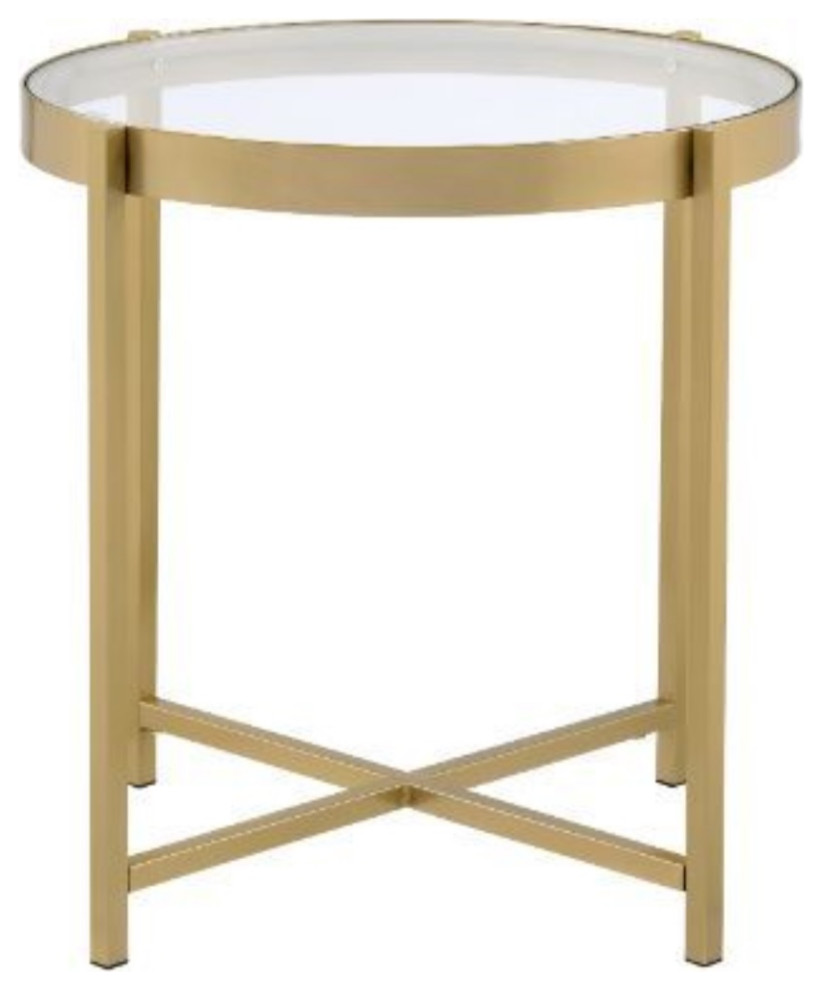 End Table  Gold Finish   Contemporary   Side Tables And End Tables   by Acme Furniture  Houzz