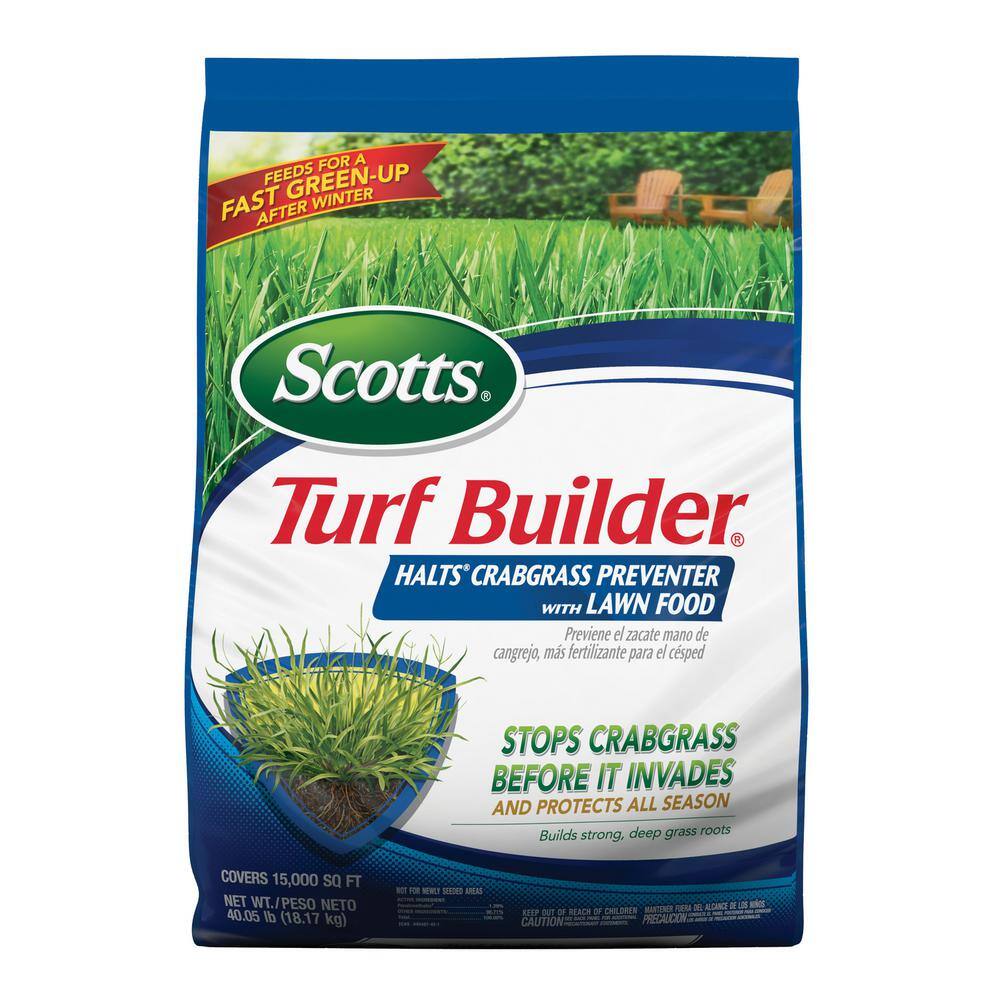 Scotts Turf Builder 40.05 lbs. 15000 sq. ft. Halts Crabgrass Preventer with Lawn Fertilizer 31115