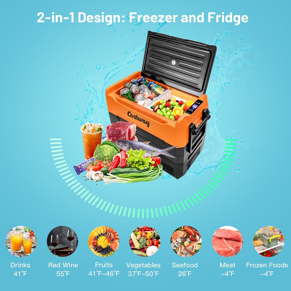 Costway 58 Quarts Car Refrigerator Portable RV Freezer Dual Zone w/   See details