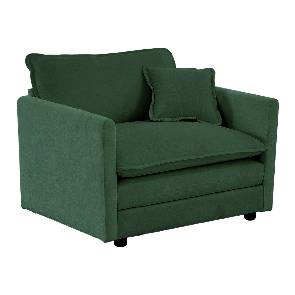 Chenille Armchairs Sofa Green Lounge Accent Chair Loveseat w/ Pillow