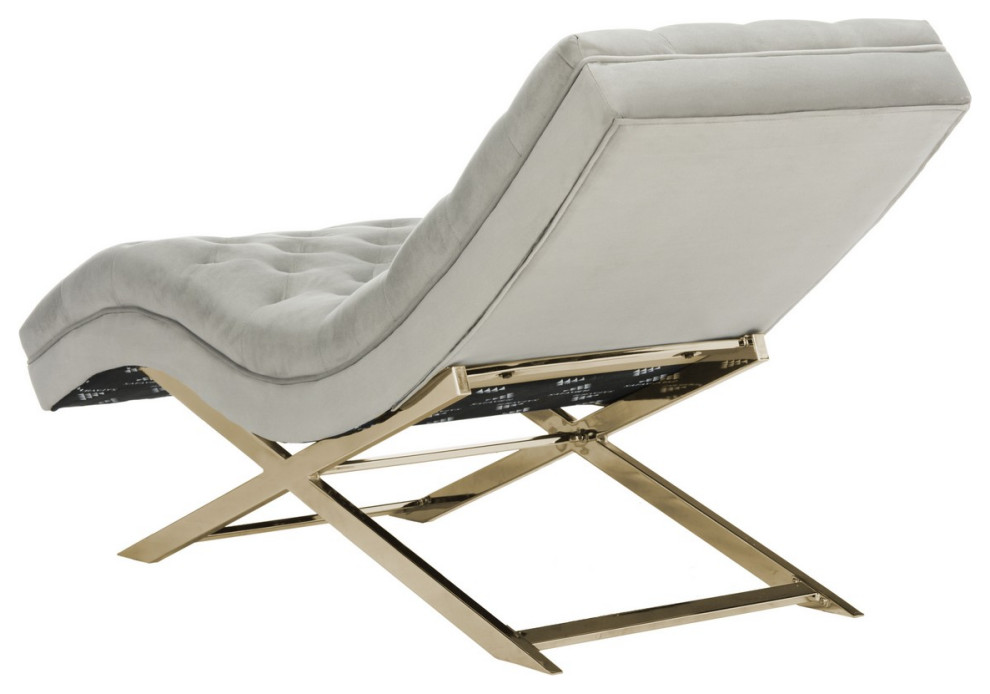 Boyd Chaise W/ Headrest Pillow Gray/ Gold   Contemporary   Indoor Chaise Lounge Chairs   by Peachtree Fine Furniture  Houzz