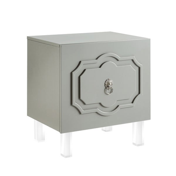 Gobi Wood Lacquer Chrome Side Table/Accent Table/Nightstand - - 19433624