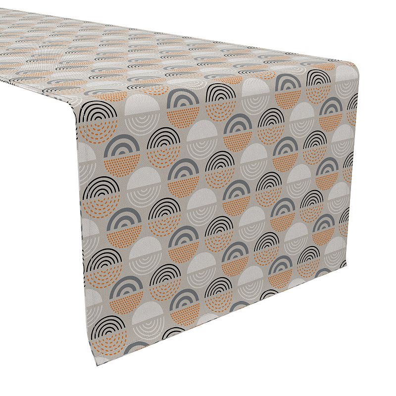 Table Runner， 100% Cotton， 16x90， Patterned Circles Geometric