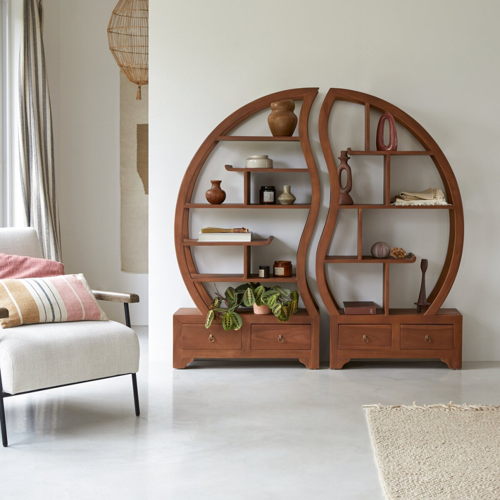 Teak Decorative Bookcase  Tikamoon Sphere Bi Ying Yang   Asian   Bookcases   by Oroa   Distinctive Furniture  Houzz