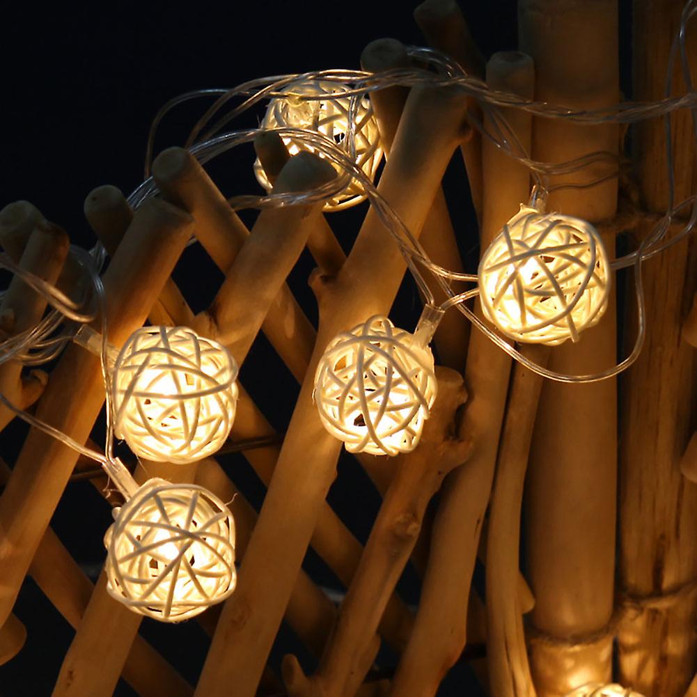 20LED Rattan Ball String Lights Romantic Decorative Fairy Light for Outdoor Indoor