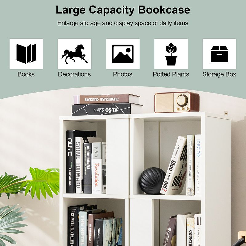 3-Tier 6 Cube Freestanding Bookcase with Anti-toppling Device