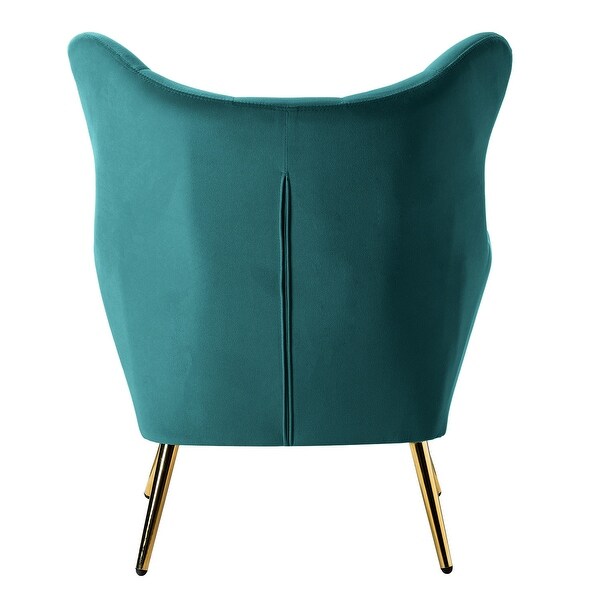 Eusebio Tufted Velvet Accent Chair with Wingback， Arms， and Metal Gold Legs for Living Room or Bedroom by HULALA HOME