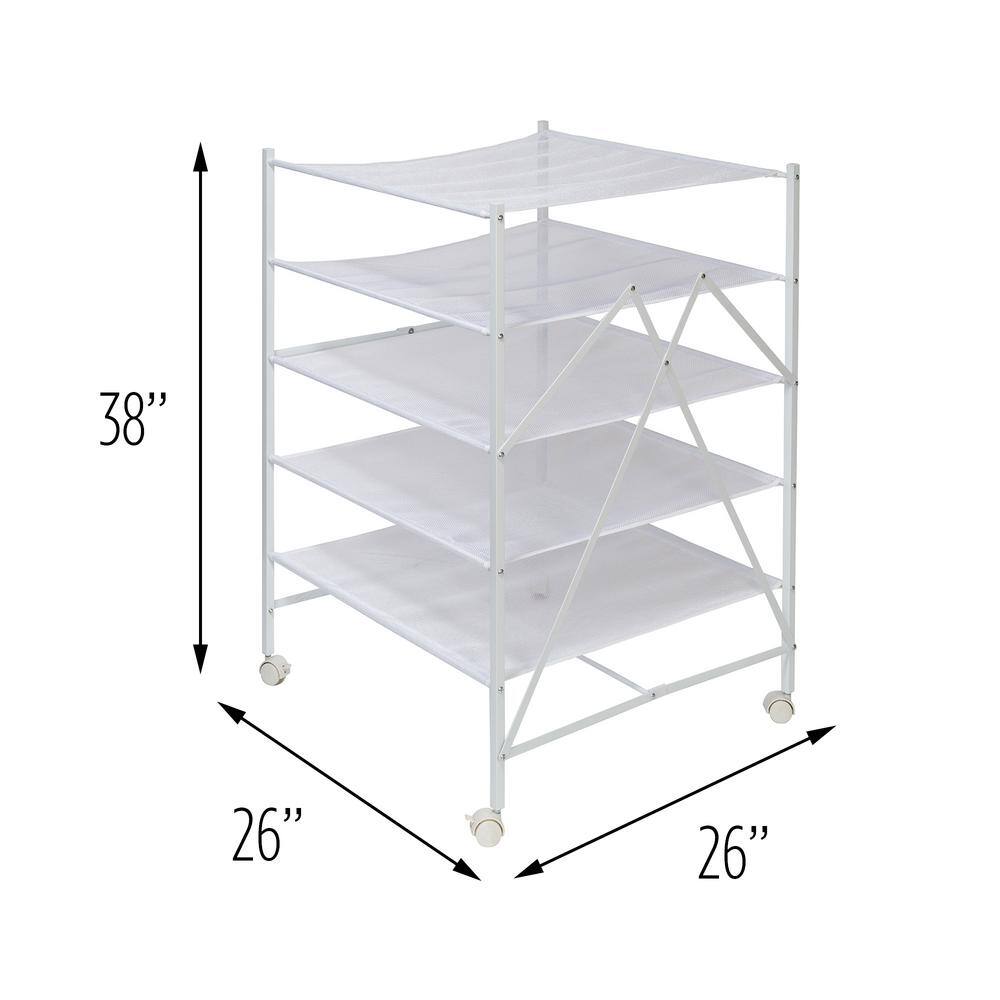 Honey-Can-Do 26 in. W x 36 in. H White Steel Portable Rolling Clothes Drying Rack DRY-08550