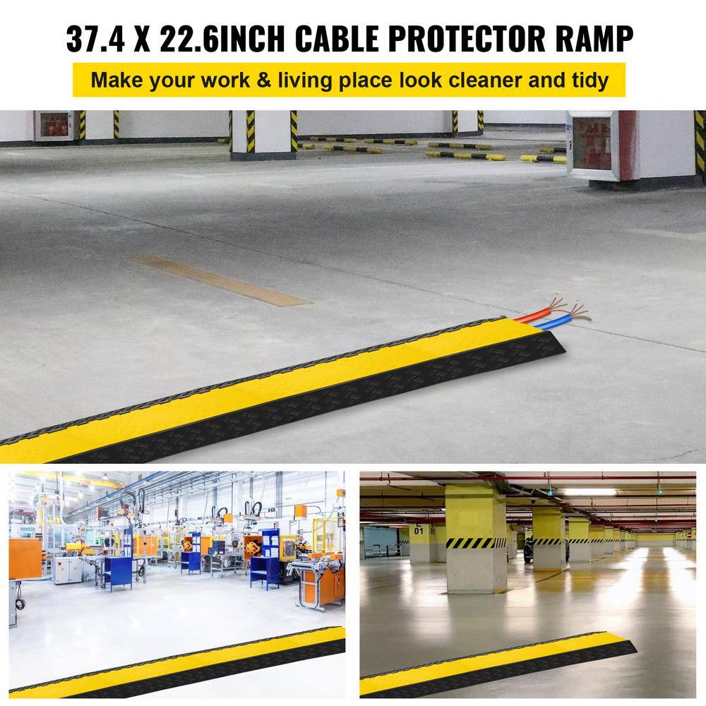 VEVOR 37.4in. x 22.6in. x 3.5in. Cable Organizer 2-Channel Speed Bump 22000 lbs. Load Clamshell Cable Protectors Ramp 1-Pack LCGXB000000000001V0