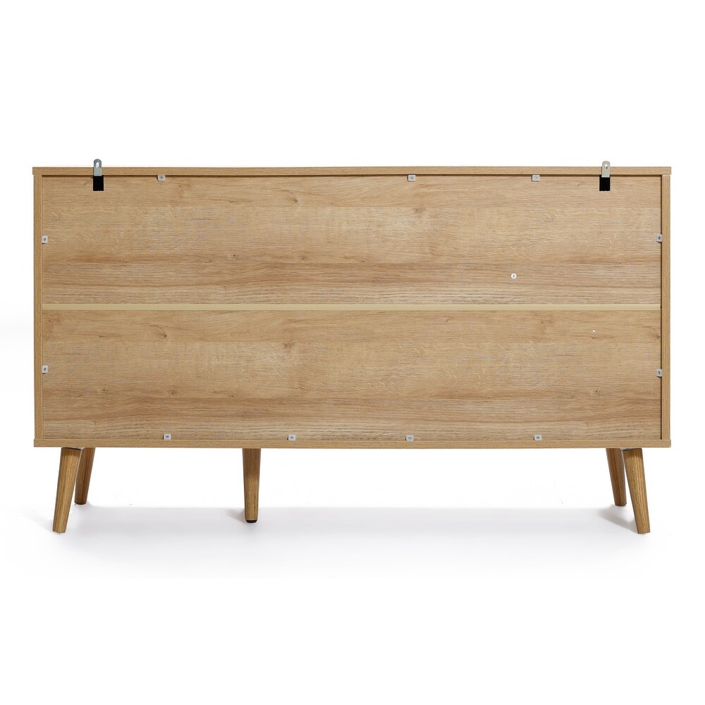 3 Door Rattan Light Oak Finish Manufactured Wood Sideboard Cabinet   27.76\