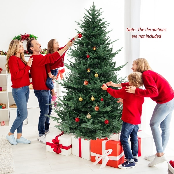 Gymax 8 FT Artificial Xmas Tree w/ 778 PVC PE Branch Tips 450 Warm