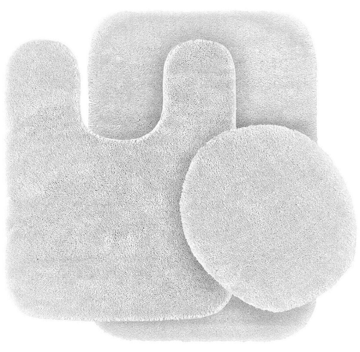 White Pearl 3 pieces bathroom rug Non-Slip Set bath mats super soft plush with toilet lid cover #6