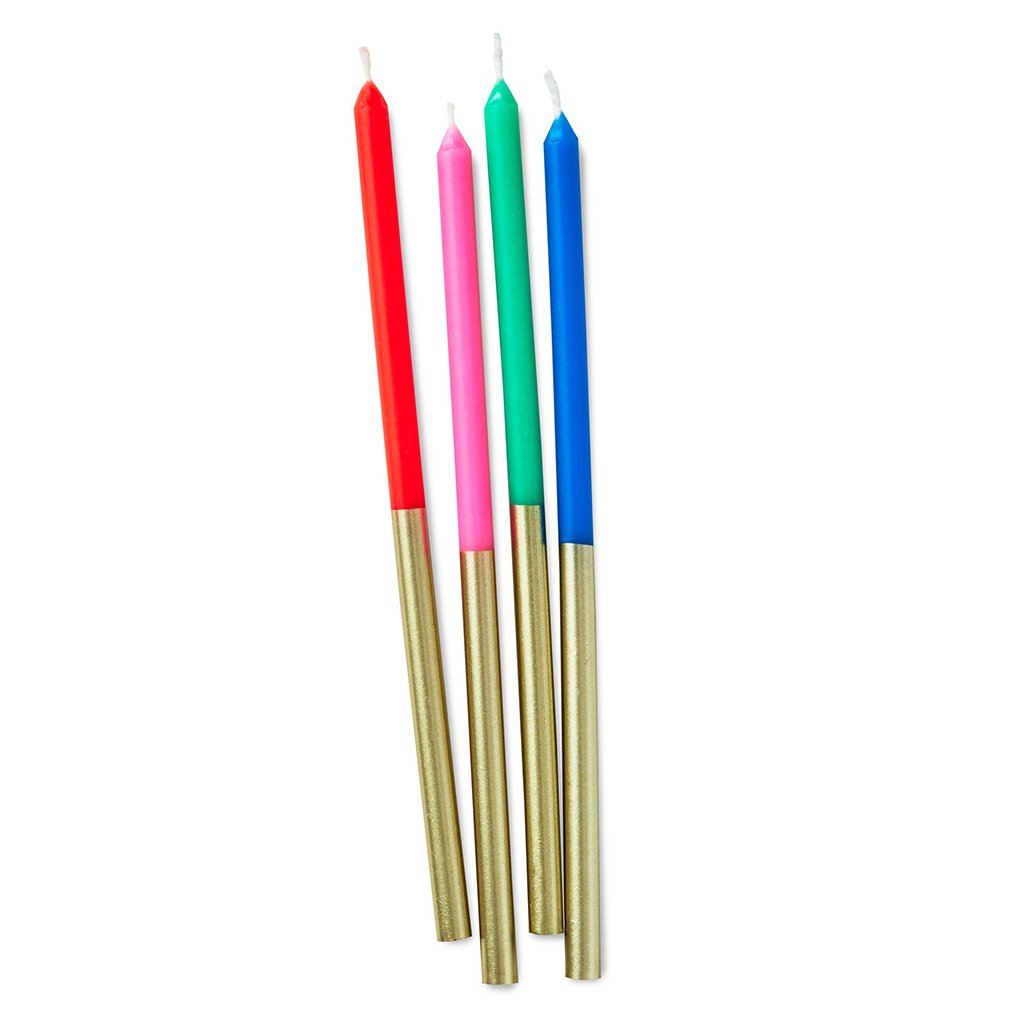 Hallmark  Multicolor and Gold Two-Tone Tall Birthday Candles, Set of 12