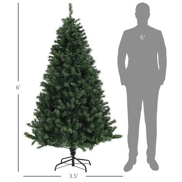 HOMCOM 6ft Artificial Christmas Tree，Xmas Tree with 1000 Branch Tips，Auto Open，Steel Base