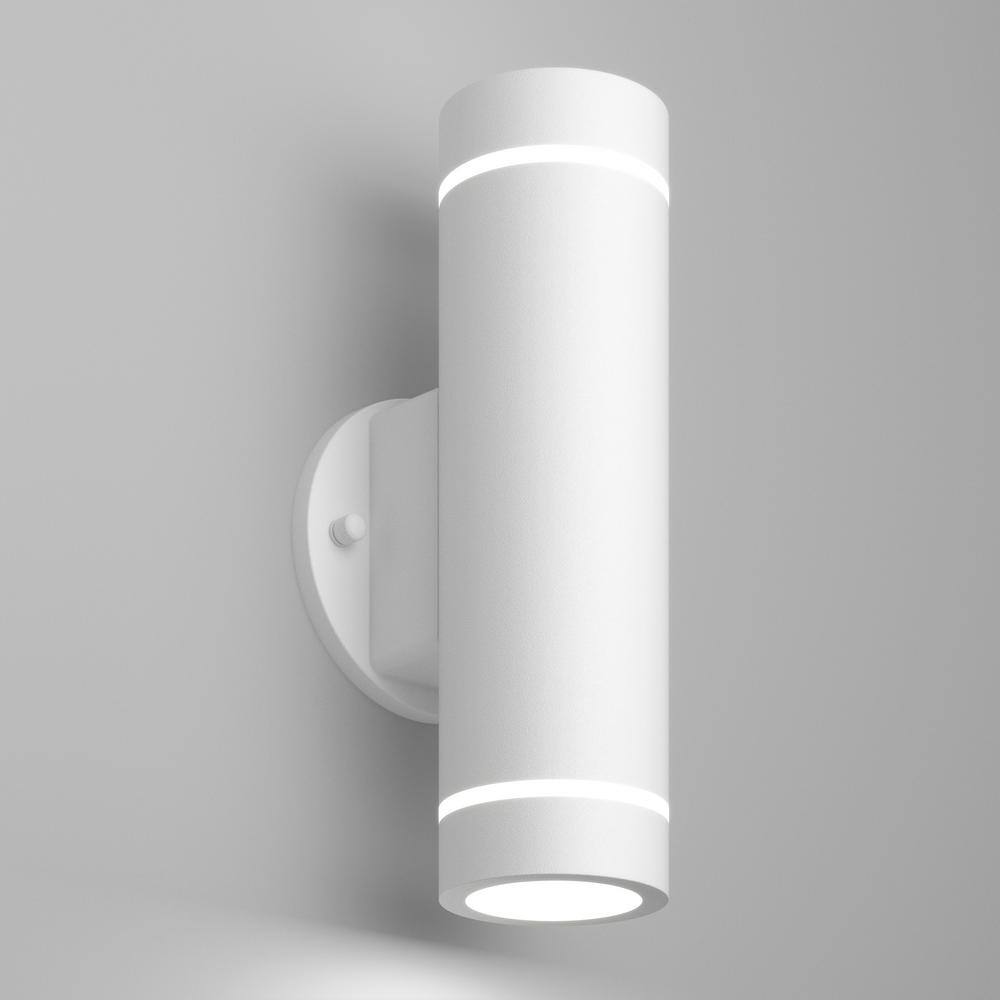 Artika C7-L White Modern 3 CCT Integrated LED Outdoor Hardwired Garage and Porch Light Cylinder Sconce OUT-C7LC-WT