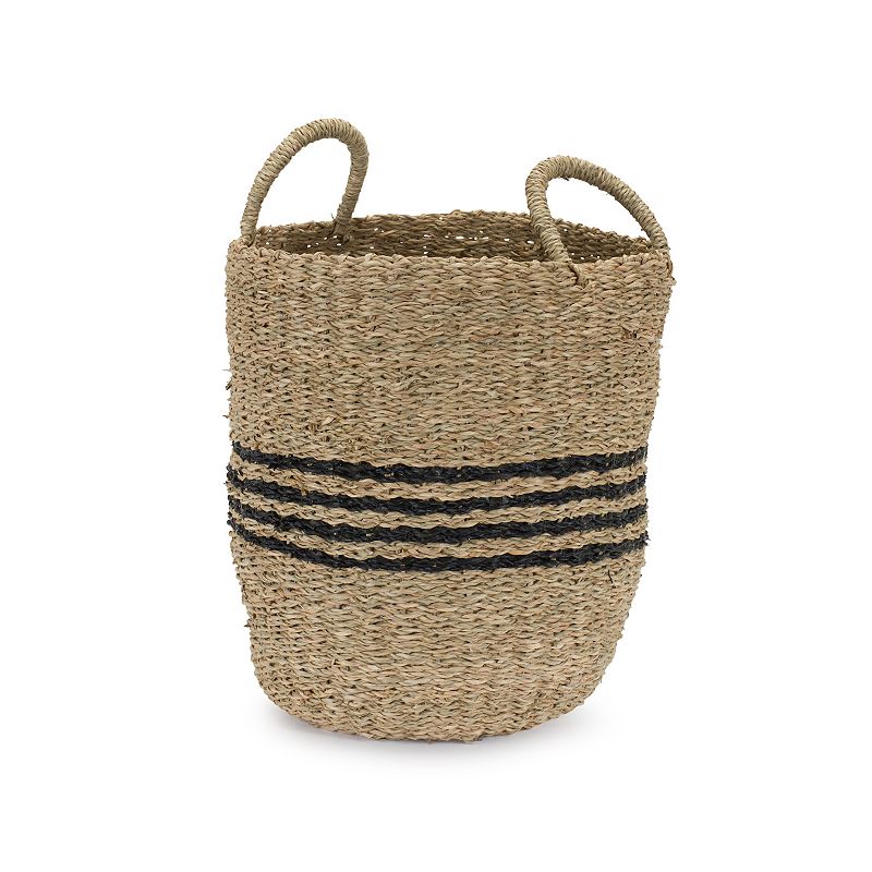 Striped Woven Seagrass Basket (Set Of 2)