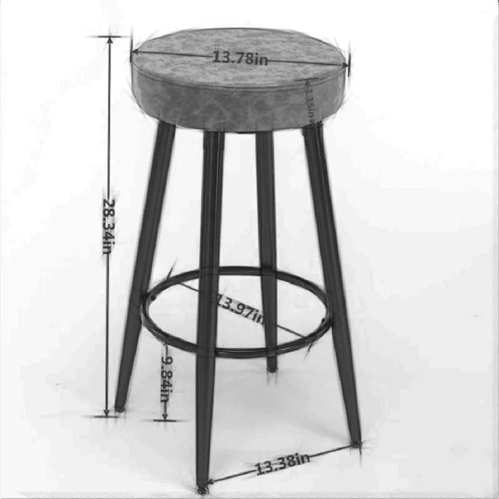 Amucolo 28.3 in. Gray Backless Metal Round Kitchen Counter Bar Stool for Counter Pub Height (Set of 2) AA-CYW1-205