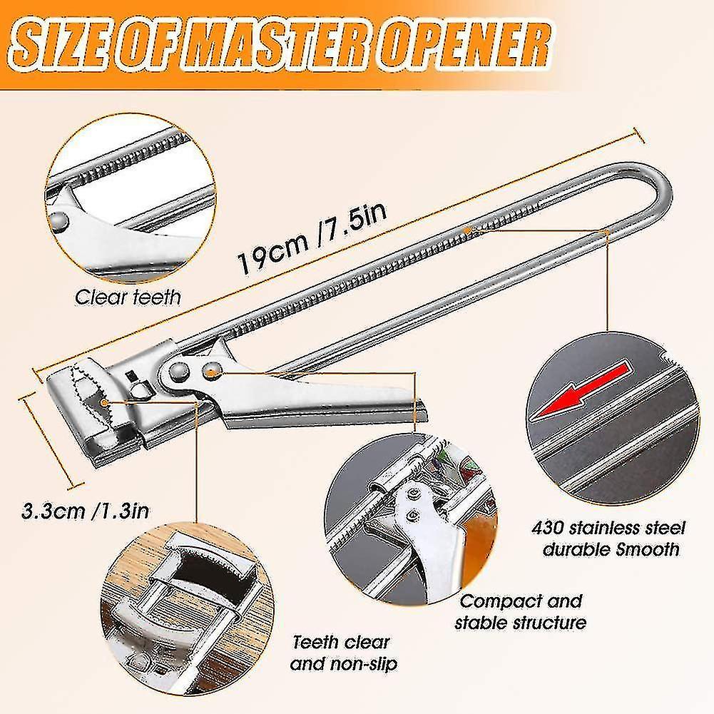 2pcs Master Opener Adjustable Jar and Bottle Opener， Adjustable Multifunctional Stainless Steel Can Op