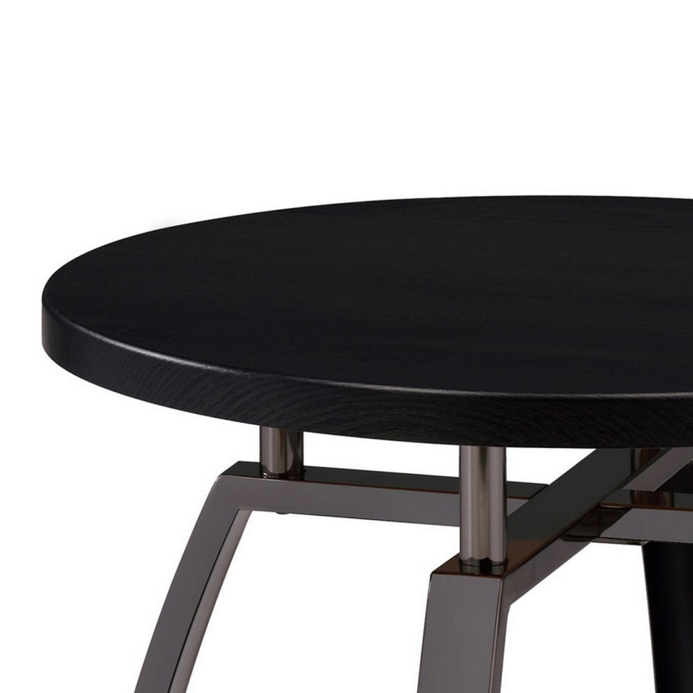 Dyn 23 quotRound End Table  Open Shelf  Grayish Black Top  Gray Metal Legs   Side Tables And End Tables   by VirVentures  Houzz