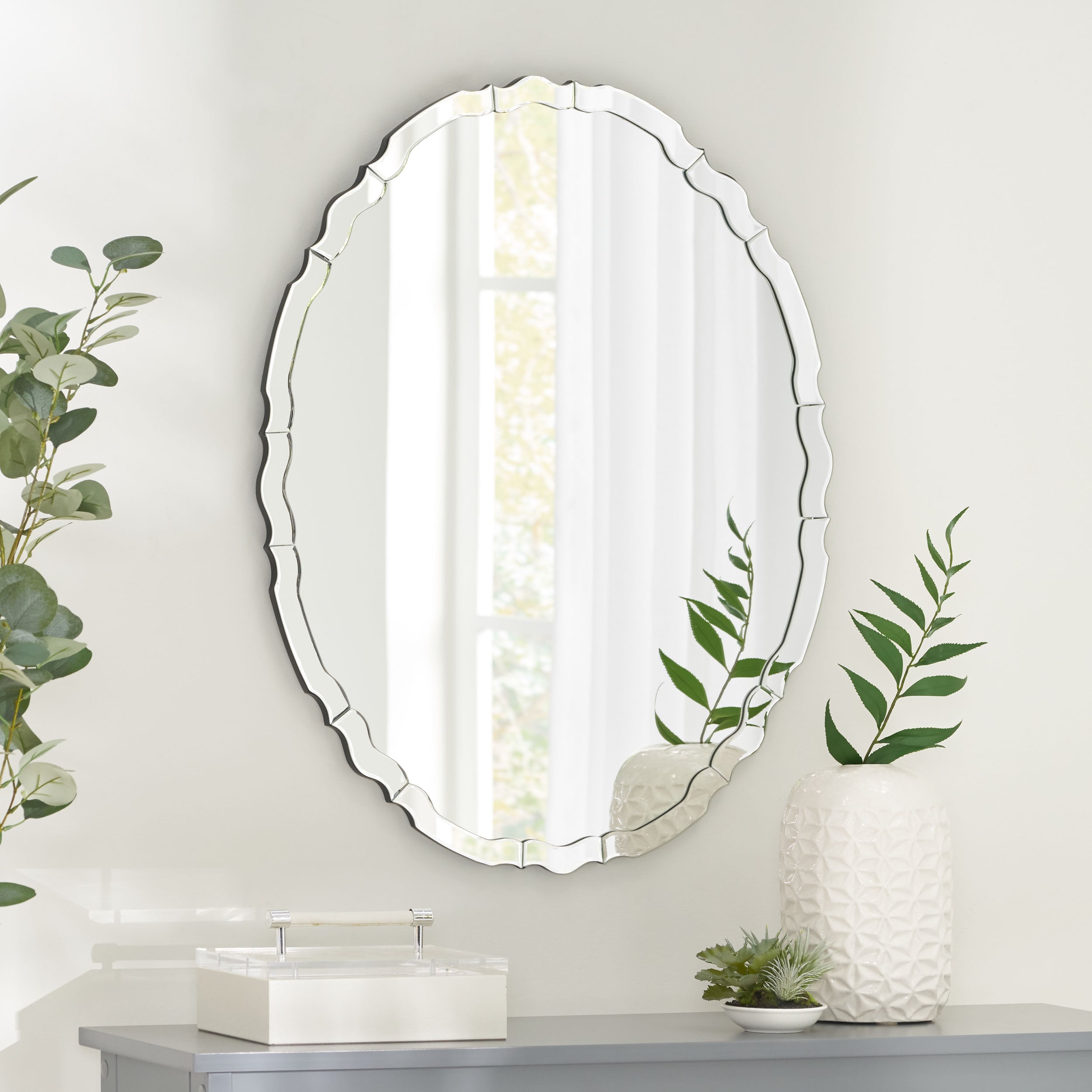 Rone Modern Glam Oval Wall Mirror