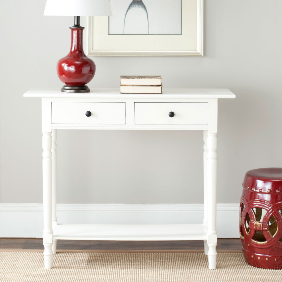 Tori 2 Drawer Console Distressed Cream   Traditional   Console Tables   by AED Luxury Home Decor  Houzz