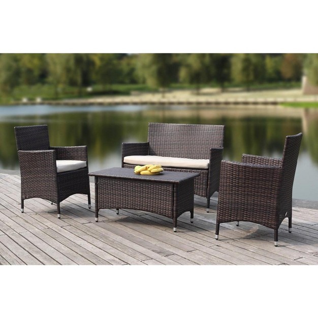 Figueroa 4 Piece Patio Outdoor Conversation Set Safavieh