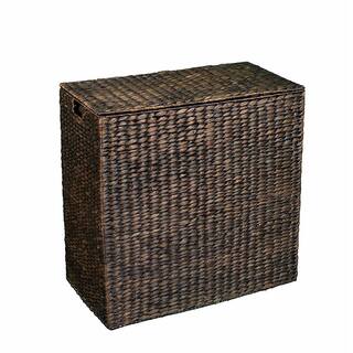 BirdRock Home Espresso Double Laundry Hamper with Lid and Divided Interior 4630