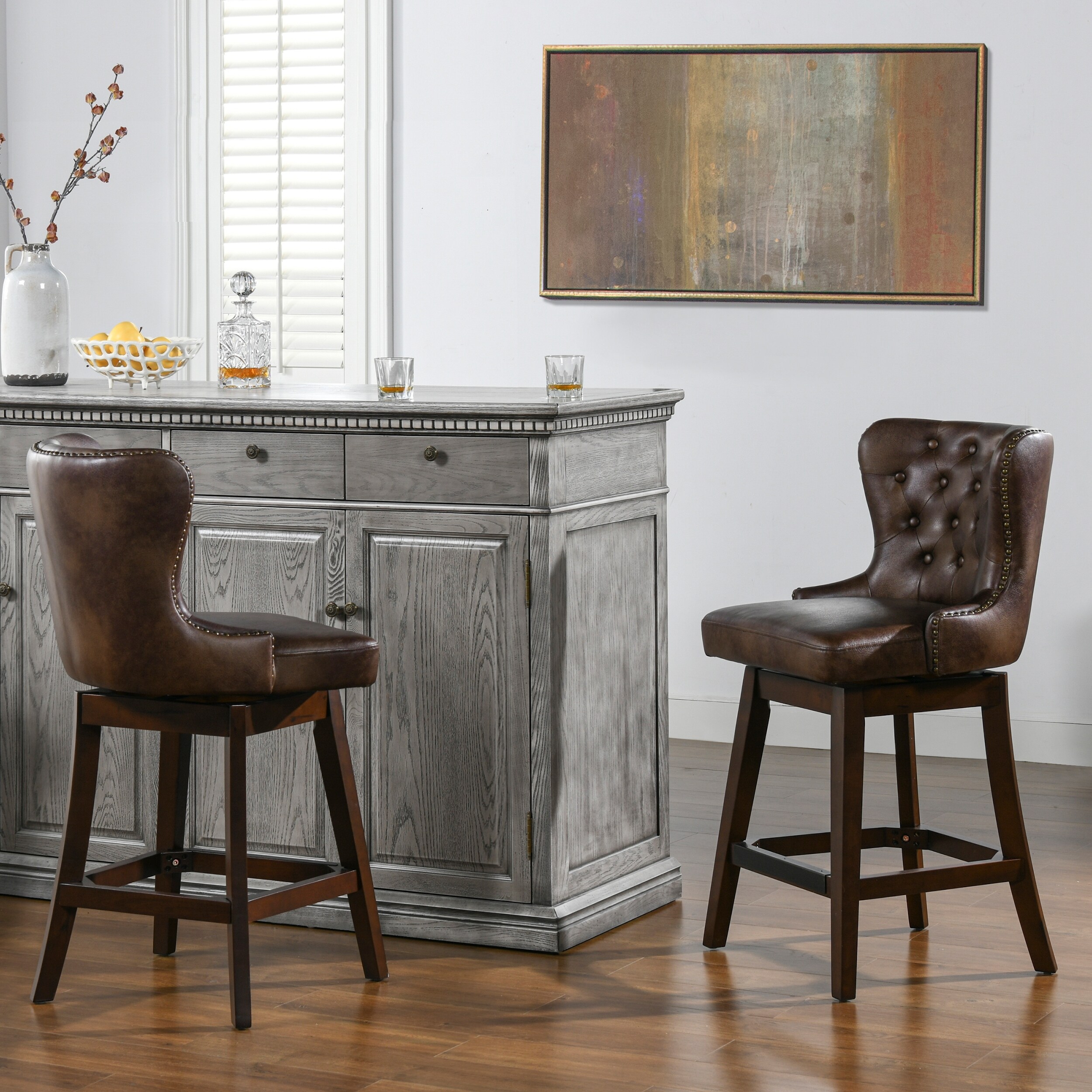 Holmes Tufted High-Back 360 Swivel Counter-Height Barstool