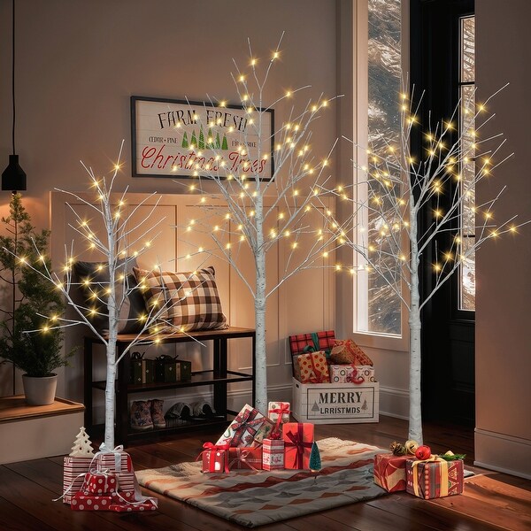 Charming Light and Shadow Birch Christmas Tree Set