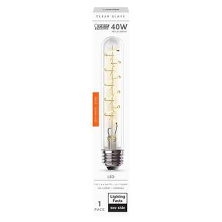 Feit Electric 40-Watt Equivalent T10 Dimmable Spiral Filament Large Clear Glass E26 Vintage Edison LED Light Bulb Soft White (12-Pack) T10LSCL927CAHDRP12