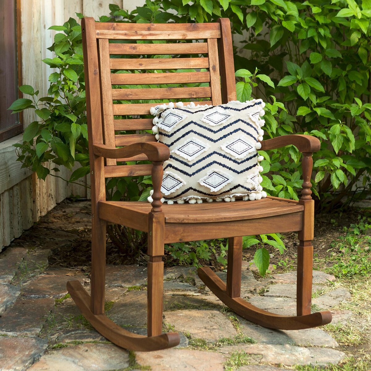 Ultimate Patio Cozy View Acacia Patio Rocking Chair