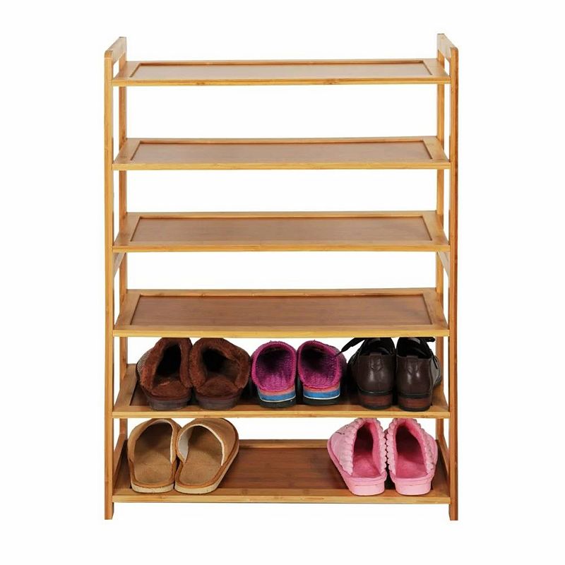 Solid Wood 6-shelf Shoe Rack - Holds Up To 24 Pair Of Shoes