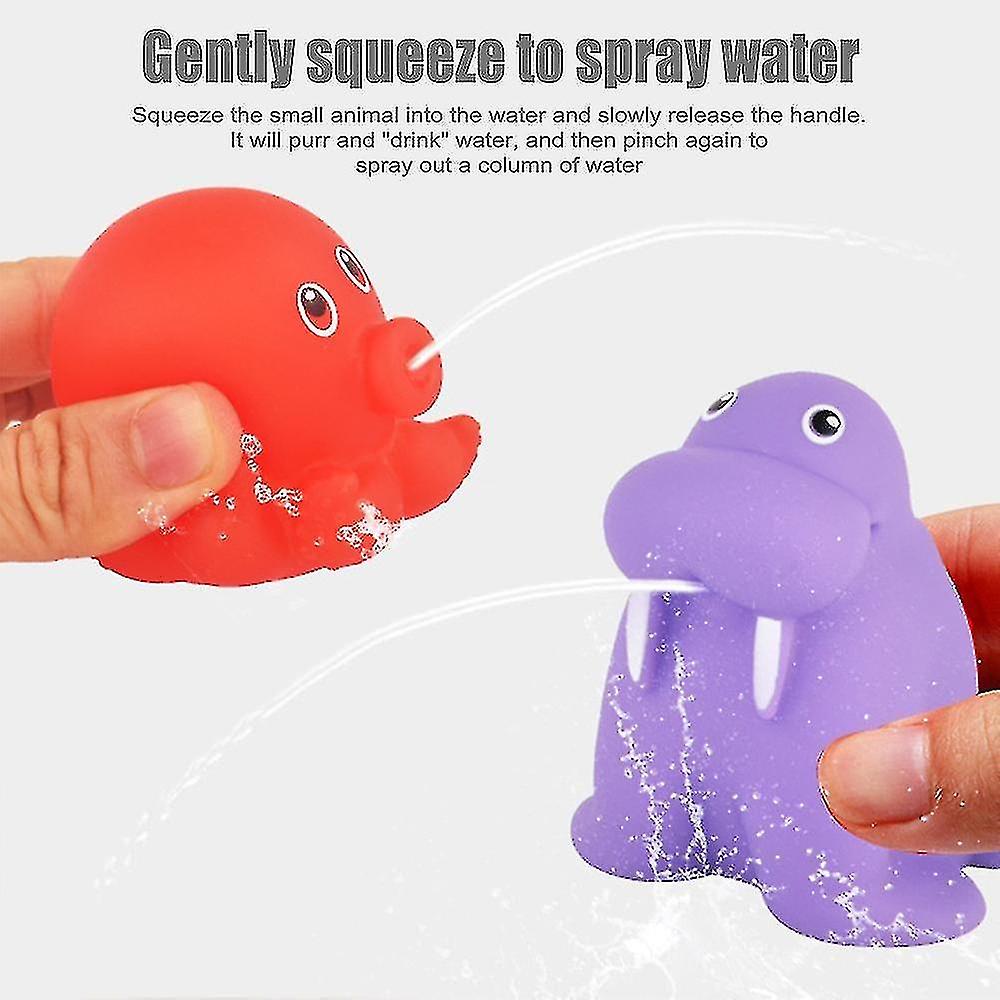 Baby Bath Toy， Toddlers Water Spraying Discoloration Floating Animals， Bathtub Pool Toys， Water Play