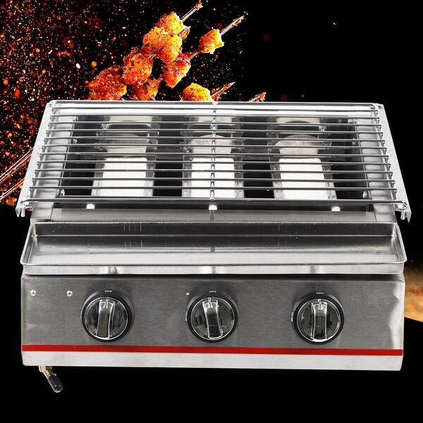 3 Burner Commercial BBQ Gas LPG Grill for Outdoor - 18.52*16.55*7.68in