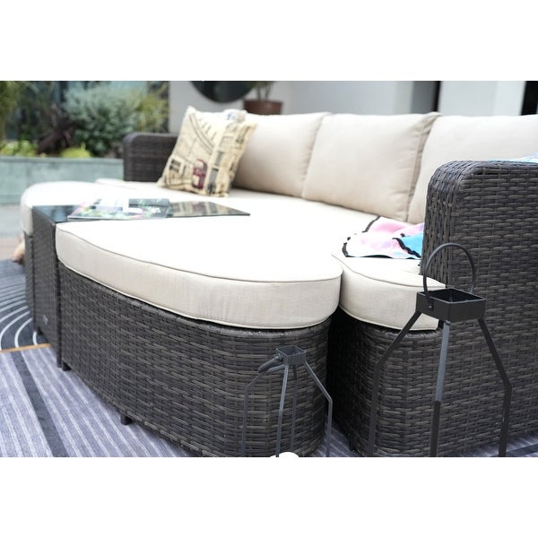 4-piece Patio Wicker Daybed Set with Side Table - Overstock - 19209038