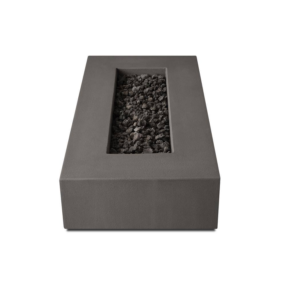 JENSEN CO Matteau Low 60 in. L x 12 in. H Outdoor Rectangular Concrete Composite Natural Gas Fire Table in Carbon with Vinyl Cover 143NG-CBN