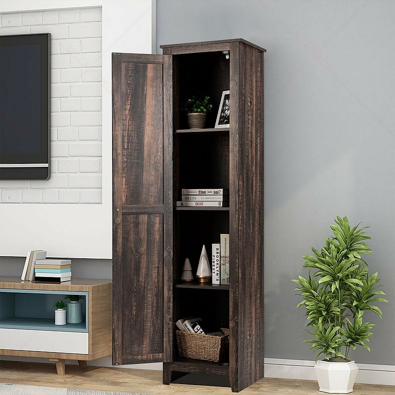 Linen Tower Bathroom Storage Cabinet Tall Slim Side Organizer with Shelf