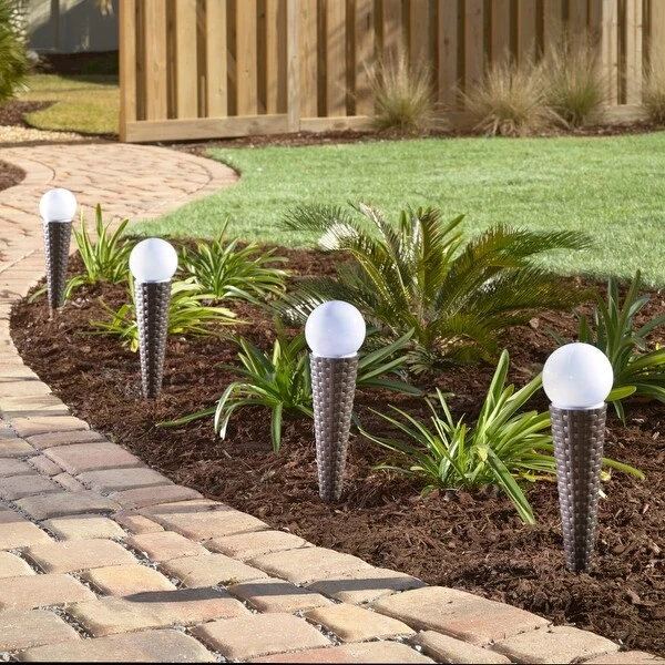 Pella Wicker Solar Pathway Lights - Set of 4