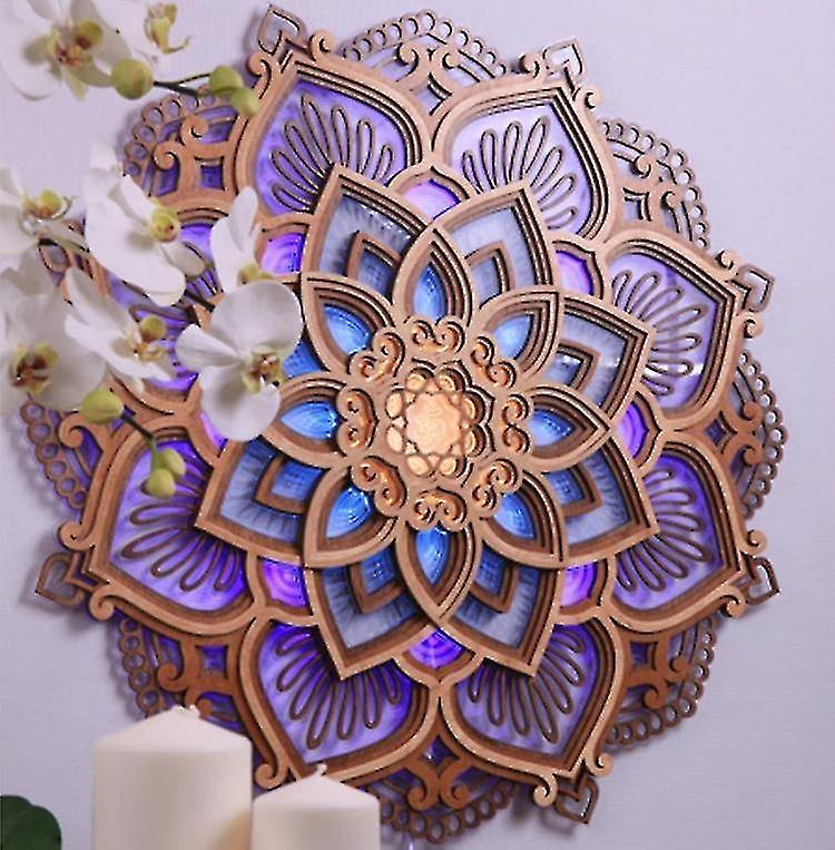 Mandala Yoga Room Night Light Led， Multilayered Laser Cut Carved Led Elegant Acrylic Mandala Hanging