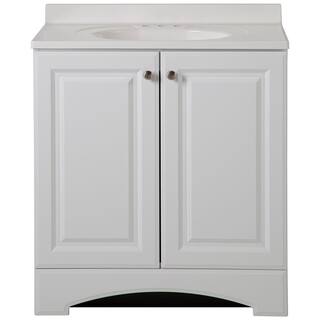 Glacier Bay 30.5 in. W x 18.69 in. D Bath Vanity in White with Cultured Marble Vanity Top in White with Integrated Sink GB30P2COM-WH