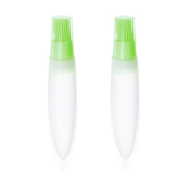 2pcs Silicone Oil Bottle Brush Tip Tail with Cap for BBQ Cooking Baking， Green