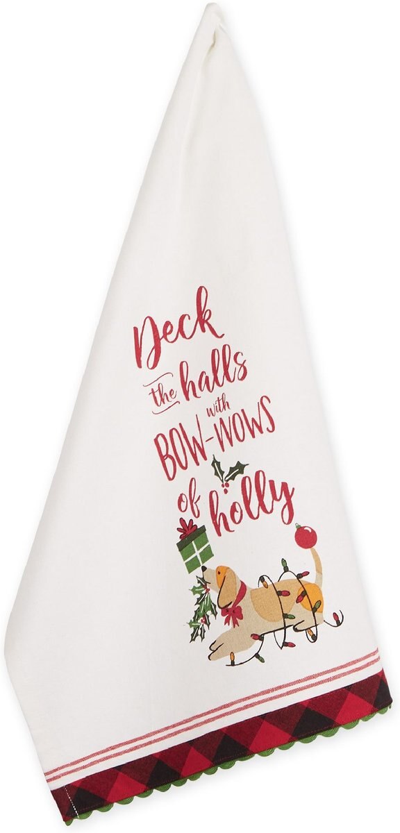 Design Imports Bowows of Holly Embellished Dish Towel