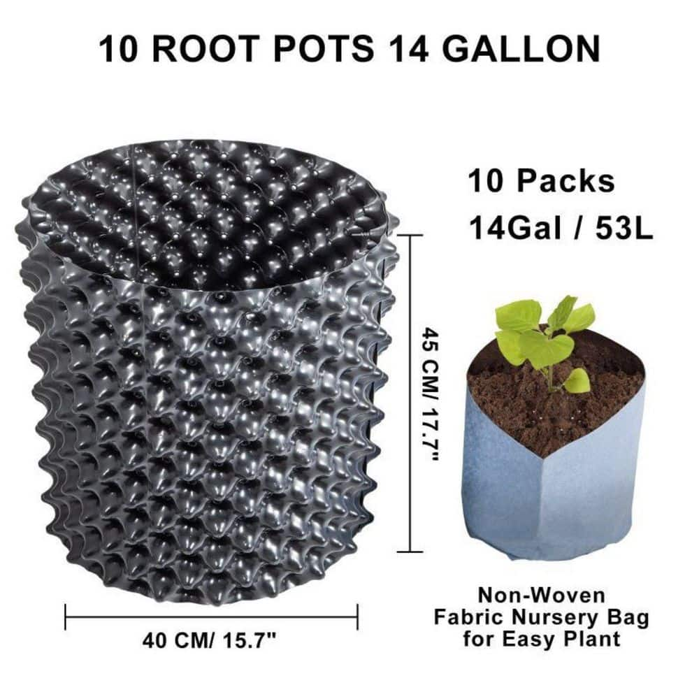 Cisvio Recycled PVC Material Air Root Pots Plant Root Trainer， with Base Screws and Non-Woven Fabric Pot (10-Pieces) D0102HIRPEV