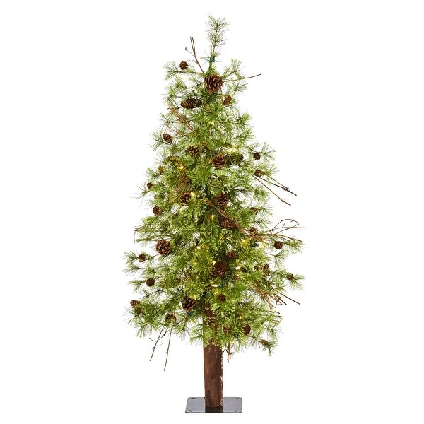 4' PreLit Wyoming Alpine Artificial Christmas Tree，Clear LED Lights