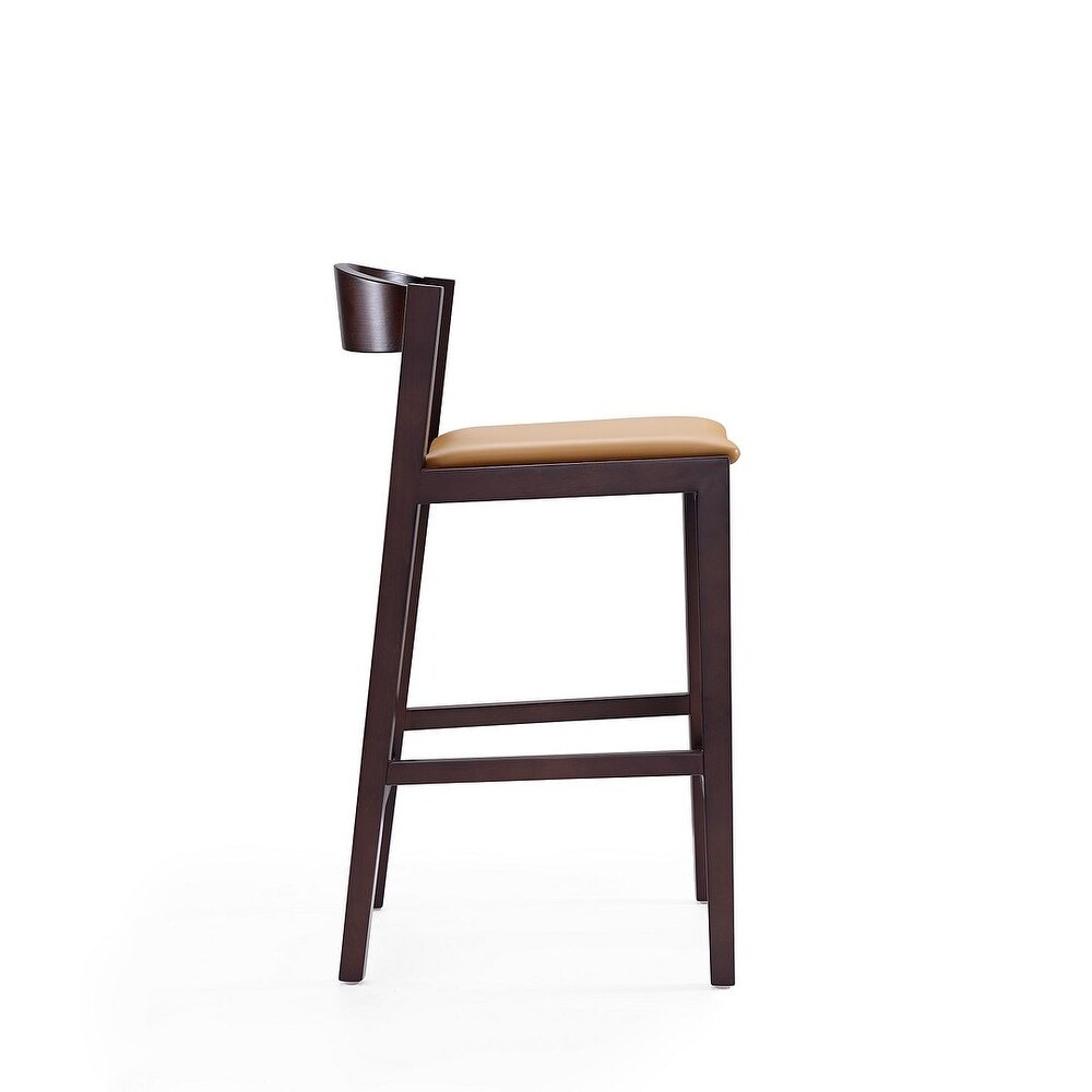 Manhattan Comfort Klismos 36.75 in. Dark Walnut Beech Wood Counter Height Bar Stool