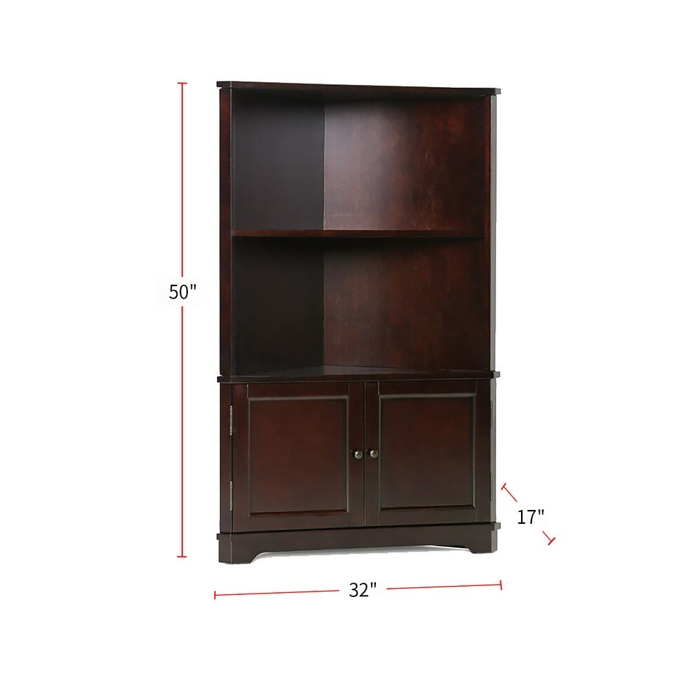 Wooden 3 Tier Bookshelf with Cabinet