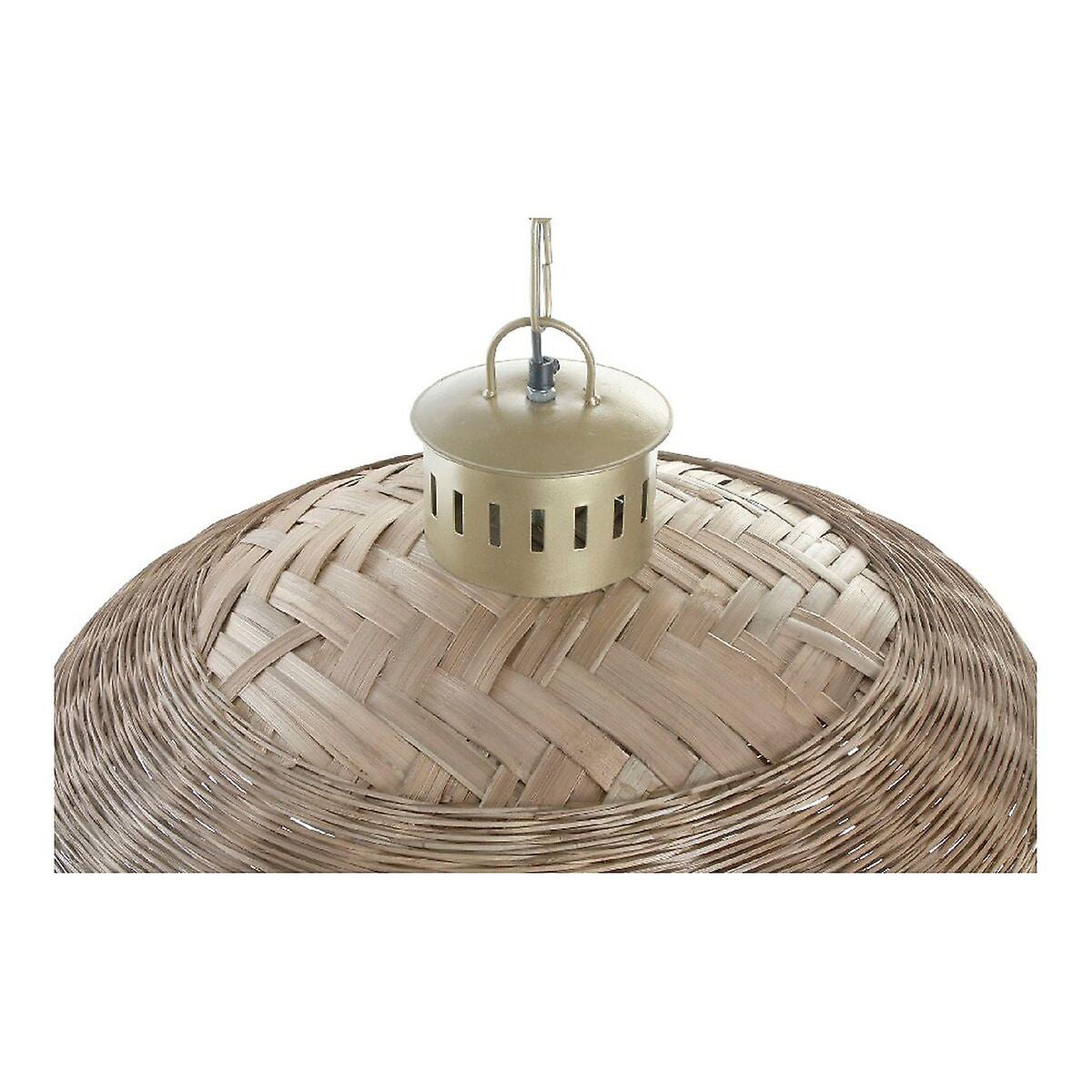 Ceiling light dkd home decor brown multicolour golden metal wicker 50 w 220 v 74 x 74 x 47 cm