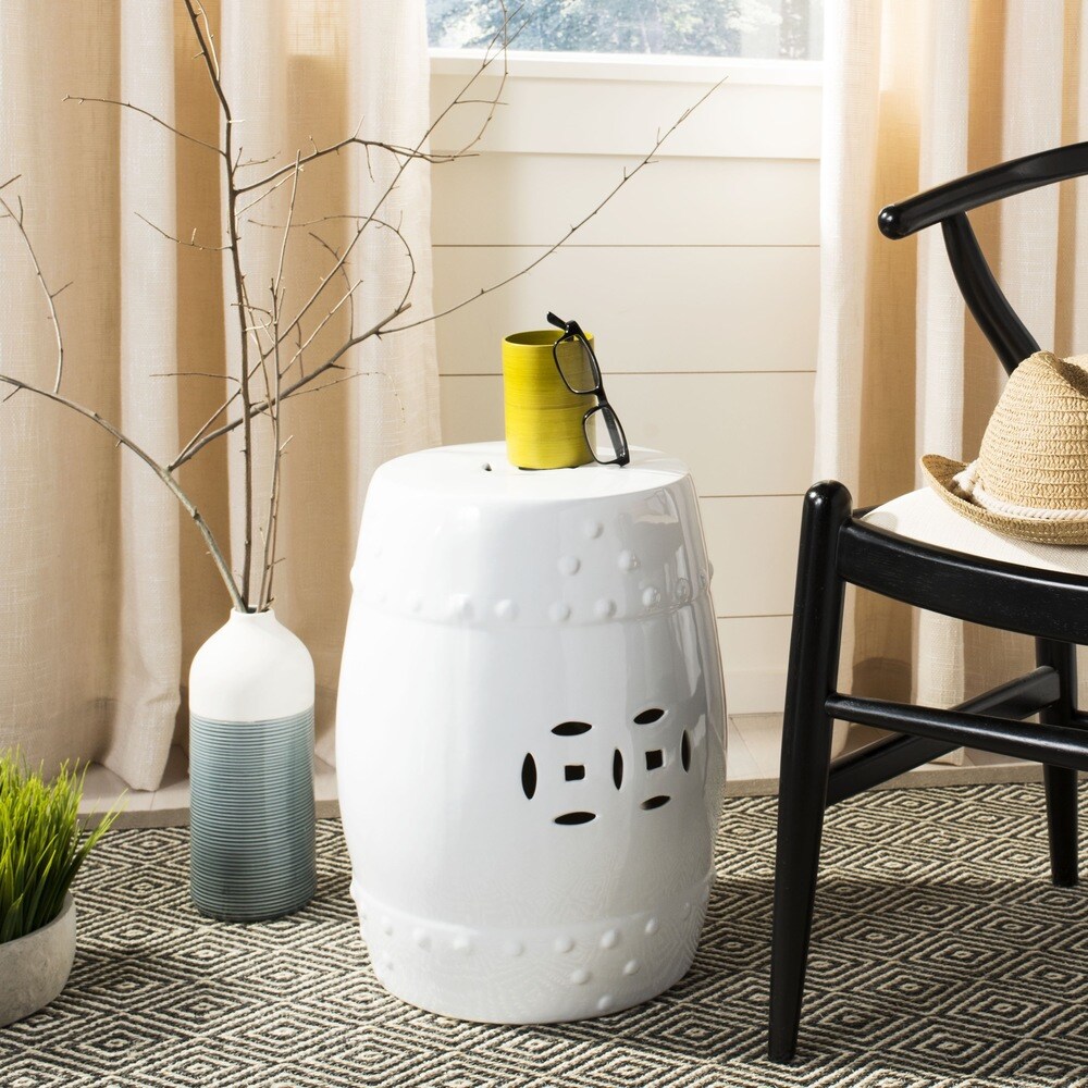 SAFAVIEH Paradise Treasures White Ceramic Garden Stool