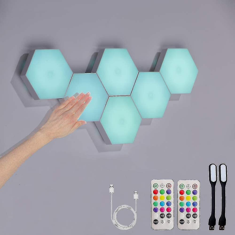 Hexagon Lights With Remote，smart Diy Hexagon Wall Lights， Dual Control Hexagonal Led Light Wall Panels With Usb-power A